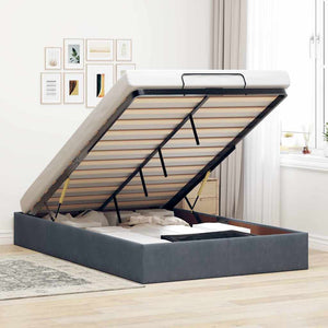 Ottoman Bett 120x200 cm Dunkelgrau Samt