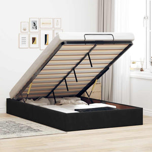 Ottoman Bett 120x200 cm Samt Schwarz