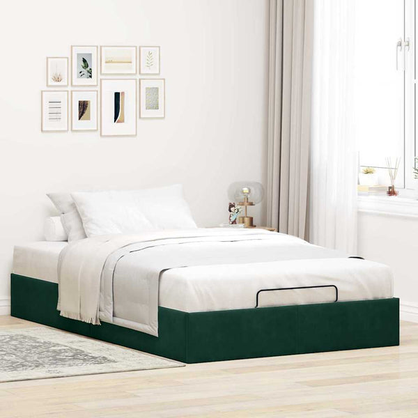 Ottoman Bett 120x200 cm Dunkelgrün Samt