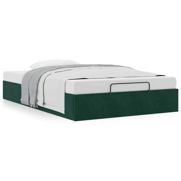 Ottoman Bett 120x200 cm Dunkelgrün Samt