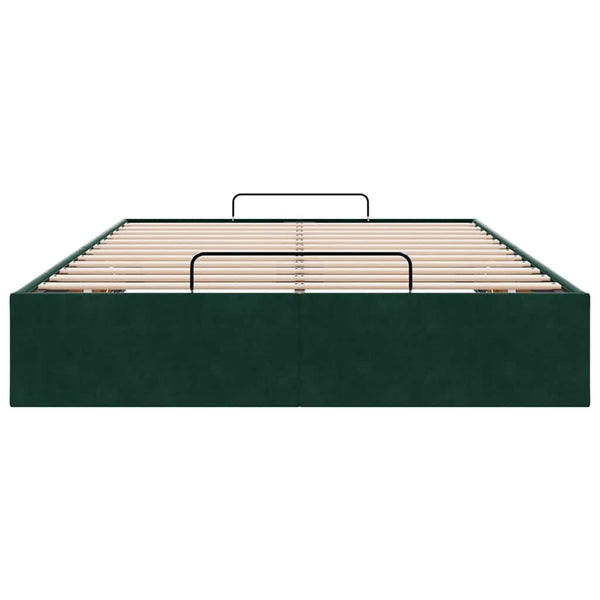 Ottoman Bett 120x200 cm Dunkelgrün Samt