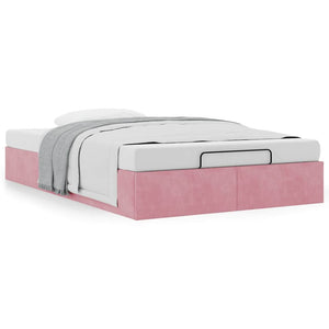 Ottoman Bett Rosa 120x200 cm Samt