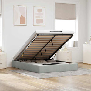 vidaXL Lit ottoman sans matelas Gris clair 140x190 cm Velours