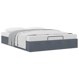 Ottoman Bett 140x190 cm Dunkelgrau Samt