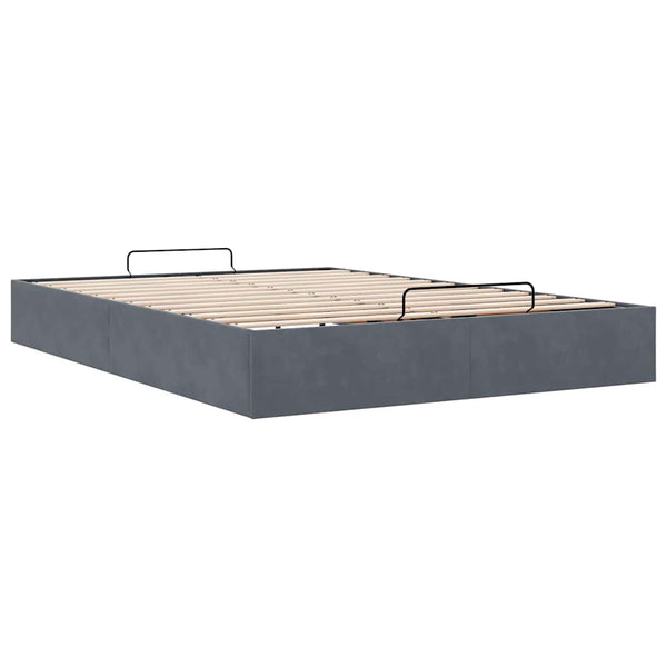 Ottoman Bett 140x190 cm Dunkelgrau Samt