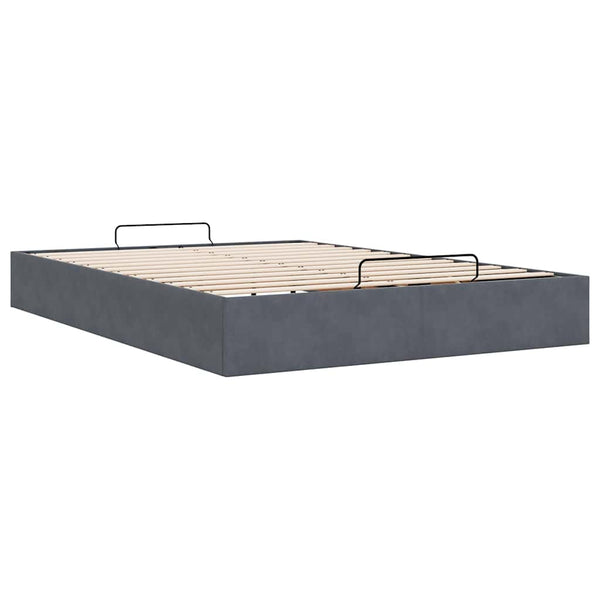Ottoman Bett 140x190 cm Dunkelgrau Samt