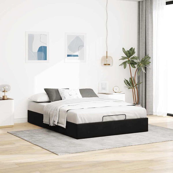 Ottoman Bett Schwarz Samt 140x190 cm
