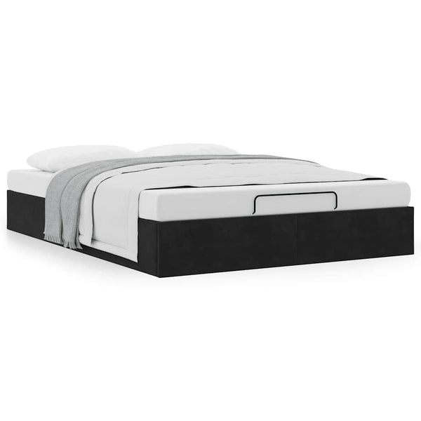 Ottoman Bett Schwarz Samt 140x190 cm