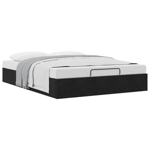 Ottoman Bett Schwarz Samt 140x190 cm