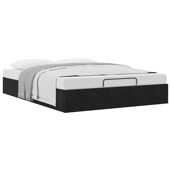 Ottoman Bett Schwarz Samt 140x190 cm