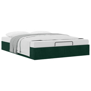 Ottoman Bett Dunkelgrün 140x190 cm Samt