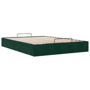 Ottoman Bett Dunkelgrün 140x190 cm Samt