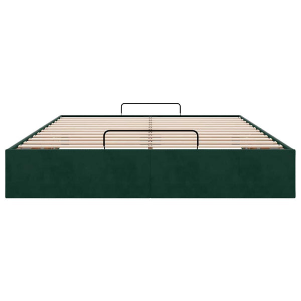 Ottoman Bett Dunkelgrün 140x190 cm Samt