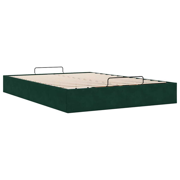 Ottoman Bett Dunkelgrün 140x190 cm Samt