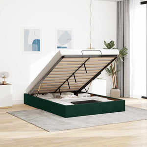 Ottoman Bett Dunkelgrün 140x190 cm Samt