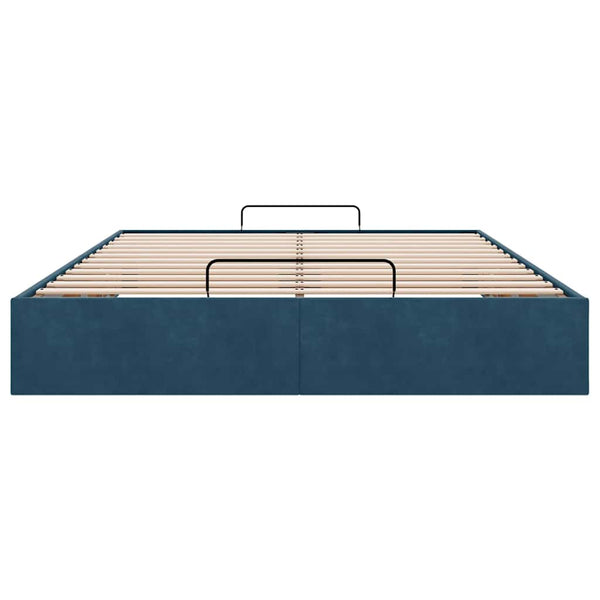 Ottoman Bett Dunkelblau 140x190 cm Samt