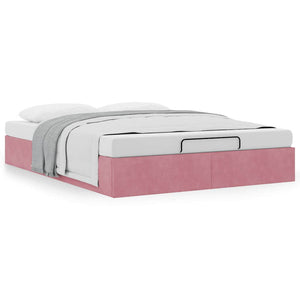 Ottoman Bett Rosa Samt 140x190 cm