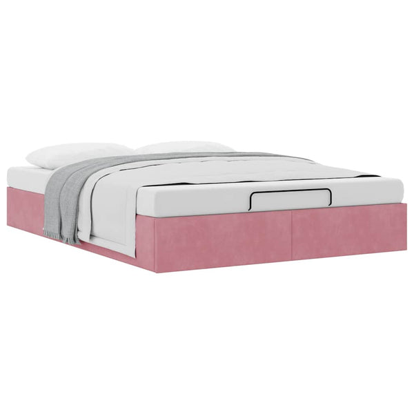 Ottoman Bett Rosa Samt 140x190 cm