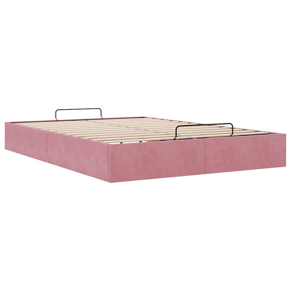 Ottoman Bett Rosa Samt 140x190 cm