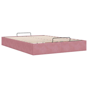 Ottoman Bett Rosa Samt 140x190 cm