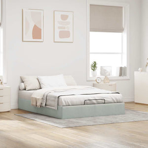 Ottoman Bett 140x200 cm Hellgrau Samt