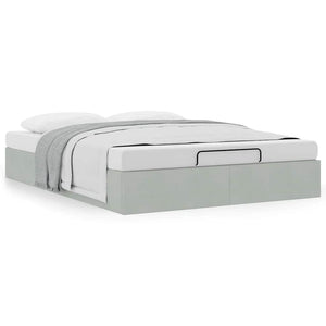 Ottoman Bett 140x200 cm Hellgrau Samt
