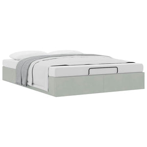 Ottoman Bett 140x200 cm Hellgrau Samt