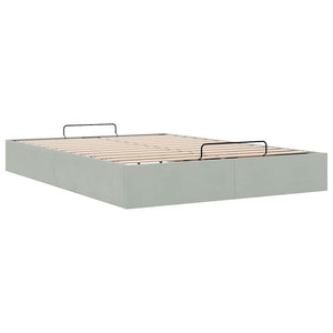 Ottoman Bett 140x200 cm Hellgrau Samt