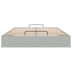 Ottoman Bett 140x200 cm Hellgrau Samt