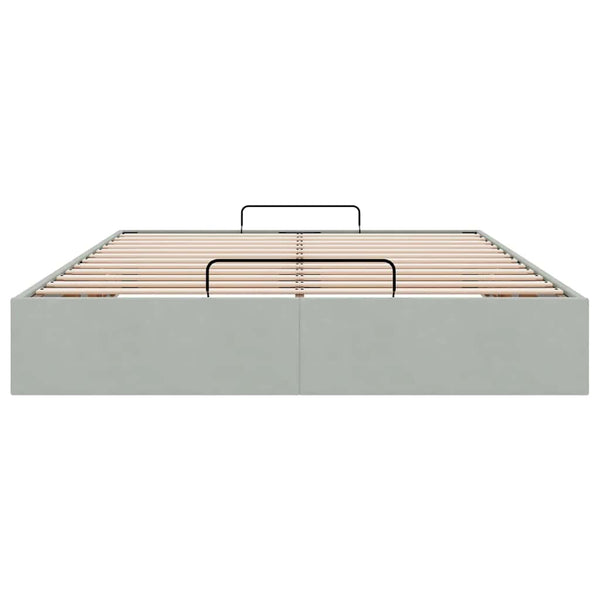 Ottoman Bett 140x200 cm Hellgrau Samt