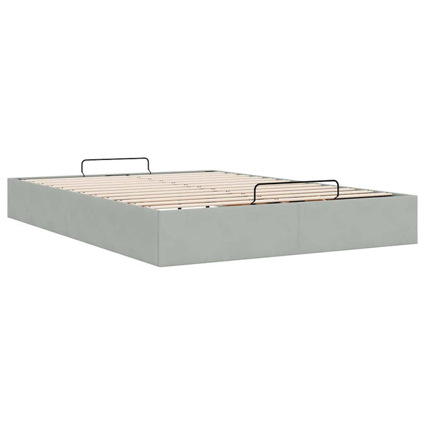 Ottoman Bett 140x200 cm Hellgrau Samt