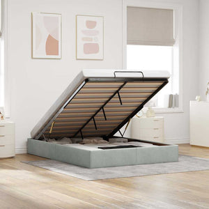 Ottoman Bett 140x200 cm Hellgrau Samt