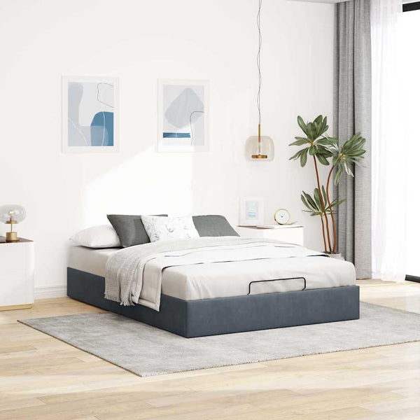 Ottoman Bett 140x200 cm Dunkelgrau Samt