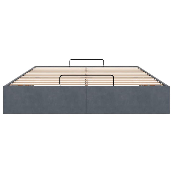 Ottoman Bett 140x200 cm Dunkelgrau Samt