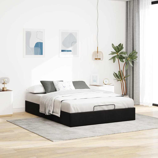 Ottoman Bett 140x200 cm Schwarz Samt