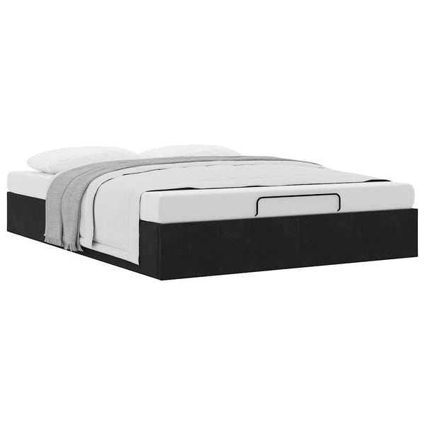 Ottoman Bett 140x200 cm Schwarz Samt