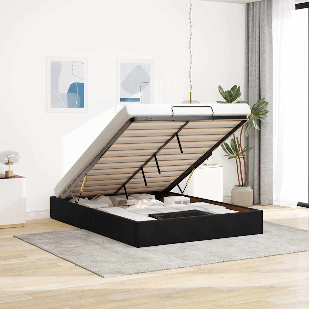 Ottoman Bett 140x200 cm Schwarz Samt