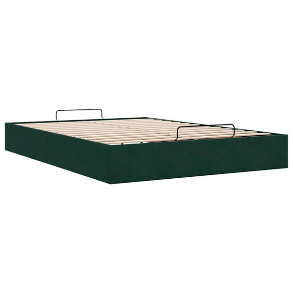 Ottoman Bett Dunkelgrün 140x200 cm Samt