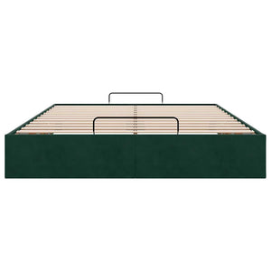 Ottoman Bett Dunkelgrün 140x200 cm Samt