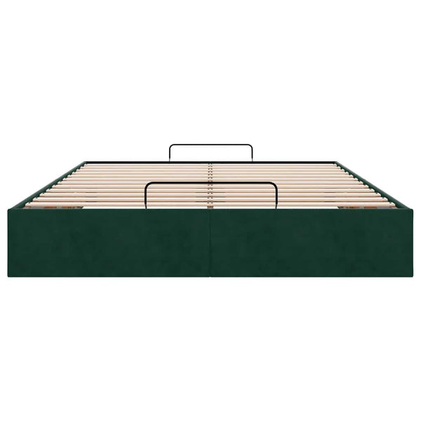 Ottoman Bett Dunkelgrün 140x200 cm Samt
