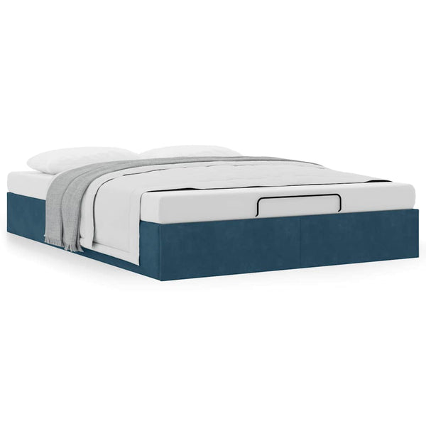 Ottoman Bett Dunkelblau 140x200 cm Samt
