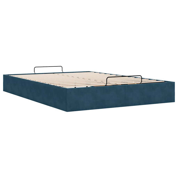 Ottoman Bett Dunkelblau 140x200 cm Samt