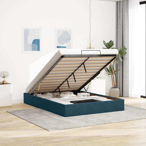 Ottoman Bett Dunkelblau 140x200 cm Samt