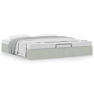 Ottoman Bett 160x200 cm Hellgrau Samt