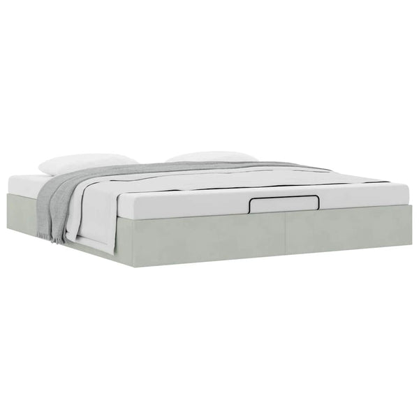 Ottoman Bett 160x200 cm Hellgrau Samt