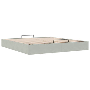 Ottoman Bett 160x200 cm Hellgrau Samt