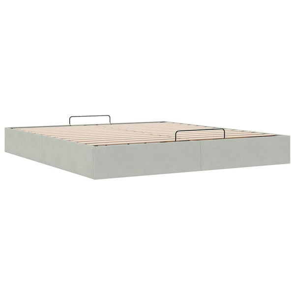 Ottoman Bett 160x200 cm Hellgrau Samt