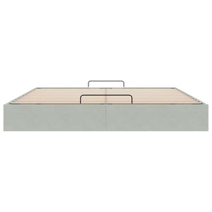 Ottoman Bett 160x200 cm Hellgrau Samt