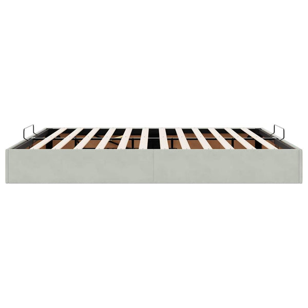 Ottoman Bett 160x200 cm Hellgrau Samt