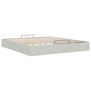 Ottoman Bett 160x200 cm Hellgrau Samt